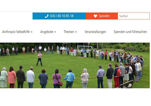 Bildschirmfoto der neu strukturierten Menüs der Website
